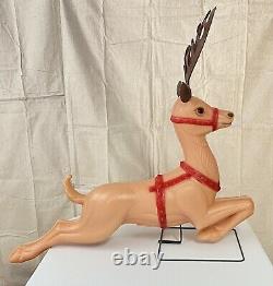 Vintage Poloron Blow Mold 36 Illuminated Reindeer for Santa Sled NEW