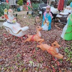 Vintage Poloron Christmas Santa Claus Sleigh Reindeer Blow Mold 34