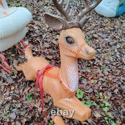 Vintage Poloron Christmas Santa Claus Sleigh Reindeer Blow Mold 34