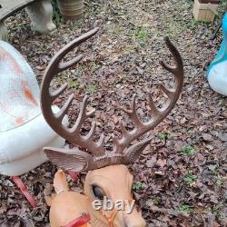 Vintage Poloron Christmas Santa Claus Sleigh Reindeer Blow Mold 34