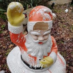 Vintage Poloron Christmas Santa Claus Sleigh Reindeer Blow Mold 34