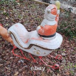 Vintage Poloron Christmas Santa Claus Sleigh Reindeer Blow Mold 34