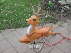Vintage Poloron Reindeer Blow Mold Christmas Holiday Outdoor DAMAGE