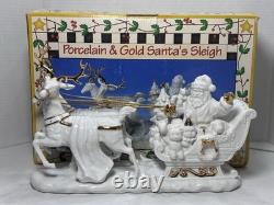 Vintage Porcelain & Gold Santa's Sleigh Figurine 12 Christmas Decor RARE