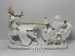 Vintage Porcelain & Gold Santa's Sleigh Figurine 12 Christmas Decor RARE