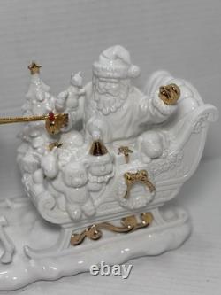 Vintage Porcelain & Gold Santa's Sleigh Figurine 12 Christmas Decor RARE