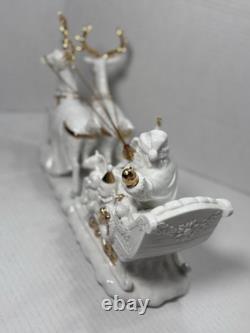 Vintage Porcelain & Gold Santa's Sleigh Figurine 12 Christmas Decor RARE