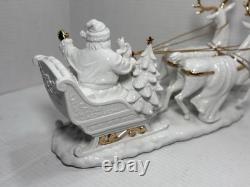 Vintage Porcelain & Gold Santa's Sleigh Figurine 12 Christmas Decor RARE