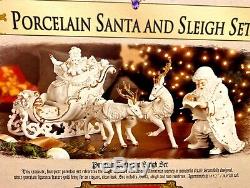 Vintage Porcelain Santa Sleigh Reindeer 2001 Set Grandeur Noel Collectors Editio
