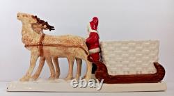 Vintage Pottery Santa Claus on a Reindeer Drawn Sleigh Germany Japan