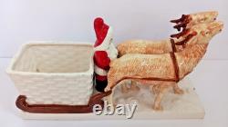Vintage Pottery Santa Claus on a Reindeer Drawn Sleigh Germany Japan