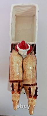 Vintage Pottery Santa Claus on a Reindeer Drawn Sleigh Germany Japan