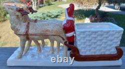 Vintage Pottery Santa Claus on a Reindeer Drawn Sleigh Germany Japan