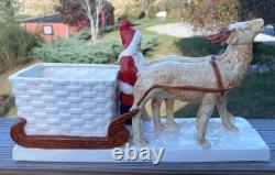 Vintage Pottery Santa Claus on a Reindeer Drawn Sleigh Germany Japan