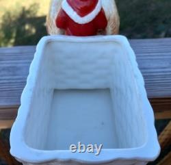 Vintage Pottery Santa Claus on a Reindeer Drawn Sleigh Germany Japan