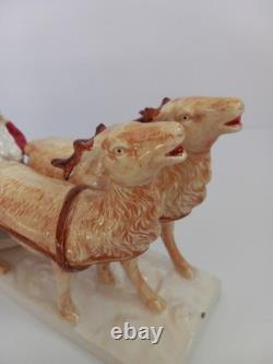 Vintage Pottery Santa Claus on a Reindeer Drawn Sleigh Germany Japan