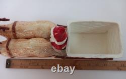 Vintage Pottery Santa Claus on a Reindeer Drawn Sleigh Germany Japan
