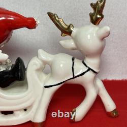 Vintage RARE UCAGCO Waving Pixie Elf Santa Suit Reindeer Sleigh Gold Trim