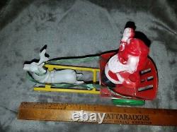 Vintage ROSBRO Plastic Santa Sleigh & Reindeer