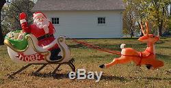 Vintage Rare Empire Plastics Animated Santa Sleigh & Reindeer Blowmold