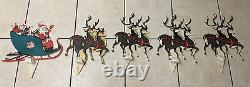 Vintage Reindeer Santa Sleigh Plastic Christmas Decorations