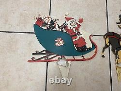 Vintage Reindeer Santa Sleigh Plastic Christmas Decorations