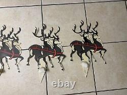 Vintage Reindeer Santa Sleigh Plastic Christmas Decorations