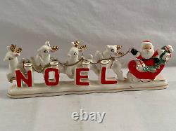 Vintage Relco Christmas Santa Sleigh + Reindeer Candle Holder (1 Broken Antler)