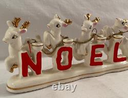 Vintage Relco Christmas Santa Sleigh + Reindeer Candle Holder (1 Broken Antler)