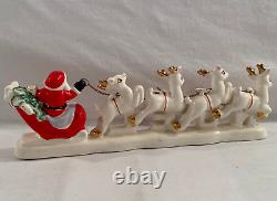 Vintage Relco Christmas Santa Sleigh + Reindeer Candle Holder (1 Broken Antler)