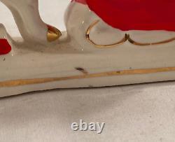 Vintage Relco Christmas Santa Sleigh + Reindeer Candle Holder (1 Broken Antler)