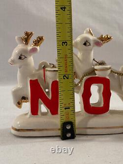 Vintage Relco Christmas Santa Sleigh + Reindeer Candle Holder (1 Broken Antler)