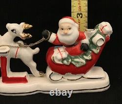 Vintage, Relco Christmas Santa's Sleigh With Reindeer Candle Holder Japan 1950's