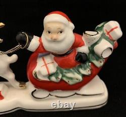 Vintage, Relco Christmas Santa's Sleigh With Reindeer Candle Holder Japan 1950's