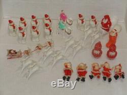 Vintage Rosbro Clown Snowman Santa Sleigh Reindeer Candy Container Plus Others