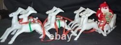 Vintage Rosen/rosbro Plastic Christmas Table Display Santa, Sleigh & Reindeer
