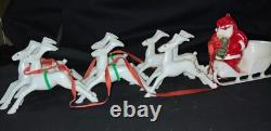Vintage Rosen/rosbro Plastic Christmas Table Display Santa, Sleigh & Reindeer