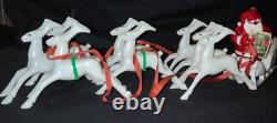 Vintage Rosen/rosbro Plastic Christmas Table Display Santa, Sleigh & Reindeer