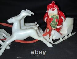 Vintage Rosen/rosbro Plastic Christmas Table Display Santa, Sleigh & Reindeer