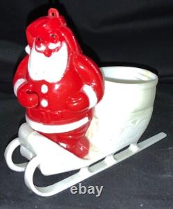 Vintage Rosen/rosbro Plastic Christmas Table Display Santa, Sleigh & Reindeer