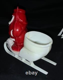 Vintage Rosen/rosbro Plastic Christmas Table Display Santa, Sleigh & Reindeer