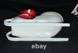 Vintage Rosen/rosbro Plastic Christmas Table Display Santa, Sleigh & Reindeer