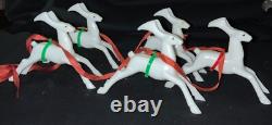 Vintage Rosen/rosbro Plastic Christmas Table Display Santa, Sleigh & Reindeer