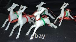 Vintage Rosen/rosbro Plastic Christmas Table Display Santa, Sleigh & Reindeer