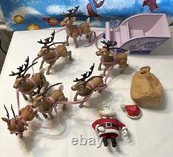 Vintage Rudolph Santa Sleigh & Reindeer Team 2003 Memory Lane Complete Set