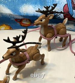 Vintage Rudolph Santa Sleigh & Reindeer Team 2003 Memory Lane Complete Set