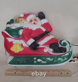 Vintage SANTA CLAUS & Reindeer Sleigh Empire Blow Mold 1970 USA