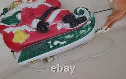 Vintage SANTA CLAUS & Reindeer Sleigh Empire Blow Mold 1970 USA