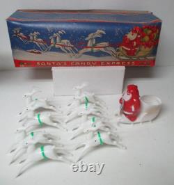 Vintage SEARS Christmas Hard Plastic Santa Sled w 8 Reindeer in Original Box