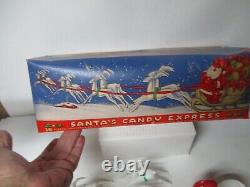 Vintage SEARS Christmas Hard Plastic Santa Sled w 8 Reindeer in Original Box